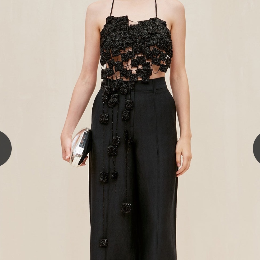 Cult Gaia Margaux Bead-Embellished Silk Top
